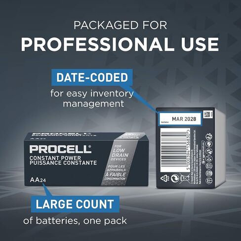 PROCELL Constant AA (144 Pack) and AAA (144 Pack) Long-Lasting Alkaline Batteries Bundle – 10-Year Shelf Life, Bulk Value Pack for Professional Devices in Kuwait
