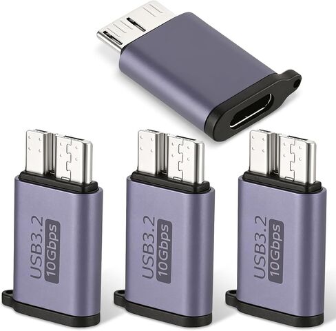 Xthrotsenk 4Pcs Micro USB B to C Adapter Type-C Female-Micro B Male Hard Drive to USB Adapter for Cable External Hard SSD Drive Tablet Laptop Phone in Kuwait
