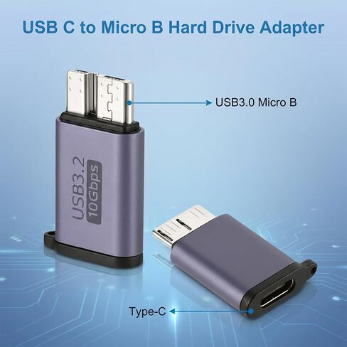 Xthrotsenk 4Pcs Micro USB B to C Adapter Type-C Female-Micro B Male Hard Drive to USB Adapter for Cable External Hard SSD Drive Tablet Laptop Phone in Kuwait