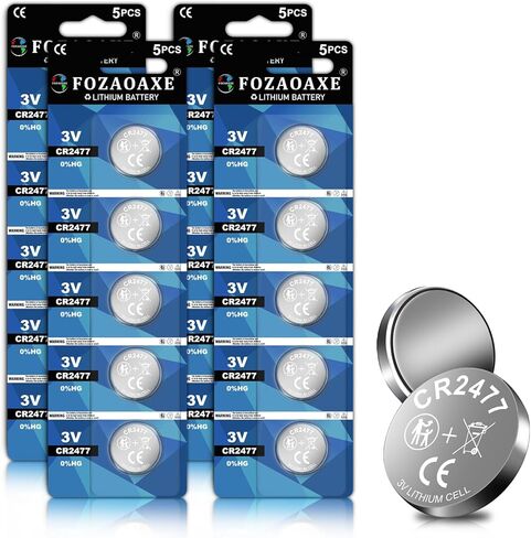 CR2477 Battery 5 Pack, CR2477 3V Lithium Battery, 10-Year Shelf Life & Leak-Proof DL2477 ECR2477 BR2477 CR 2477 Batteries, Compatible with Ecobee Sensor, Key Fob, Smart Devices in Kuwait