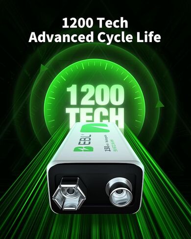 EBL 9V Rechargeable Batteries, 150mAh Ni-MH, 4-Pack - Long-Lasting 9 Volt Batteries for Smoke Detectors, Toys, and Electronics in Kuwait