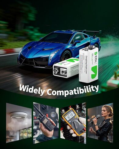 EBL 9V Rechargeable Batteries, 150mAh Ni-MH, 4-Pack - Long-Lasting 9 Volt Batteries for Smoke Detectors, Toys, and Electronics in Kuwait