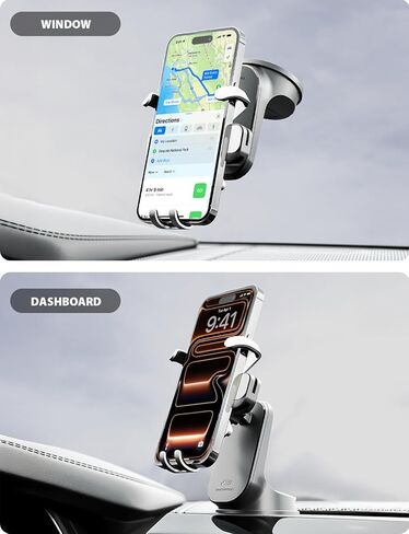 Bracketron AutoGrip Dash & Window Mount - حامل هاتف للسيارة مع تشغيل بيد واحدة، حامل هاتف خلوي عالمي للسيارة للوحة القيادة، ونافذة تناسب الهواتف حتى 3.75 بوصة in Kuwait