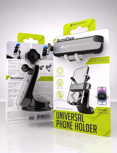 Bracketron AutoGrip Dash & Window Mount - حامل هاتف للسيارة مع تشغيل بيد واحدة، حامل هاتف خلوي عالمي للسيارة للوحة القيادة، ونافذة تناسب الهواتف حتى 3.75 بوصة in Kuwait