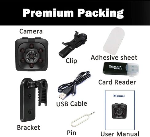 Mini Camera 1080P Hidden Camera |Indoor Covert Security Camera for Home and Office | Portable Small HD Nanny Cam with Night Vision and Motion Detection | Hidden Cam |Built-in Battery in Kuwait