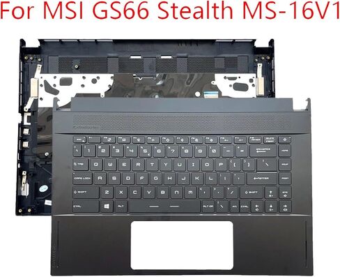 New Replacement for MSI GS66 P66 Stealth Laptop Upper Case Palmrest RGB Backlit Keyboard Assembly Part MS-16V1 3076V1C214 16V2 16V3 16V4 Black in Kuwait