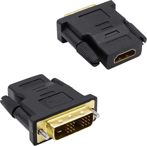 DVI to HDMI Adapter Bi-Directional DVI-D 18+1 Male to HDMI Female Converter Single Link Full HD 1080P@60Hz Adapter Connector for Computer Monitor HDTV LCD/DVD -2pcs in Kuwait