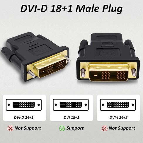 DVI to HDMI Adapter Bi-Directional DVI-D 18+1 Male to HDMI Female Converter Single Link Full HD 1080P@60Hz Adapter Connector for Computer Monitor HDTV LCD/DVD -2pcs in Kuwait