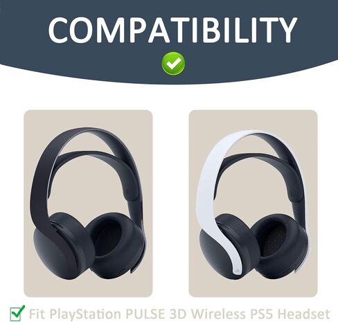 استبدال وسائد الأذن لسماعات الرأس اللاسلكية Sony PlayStation 5 Pulse PS5 3D، وسائد الأذن لسماعات الرأس، وقطع إصلاح غطاء أكواب الأذن - MF أسود in Kuwait
