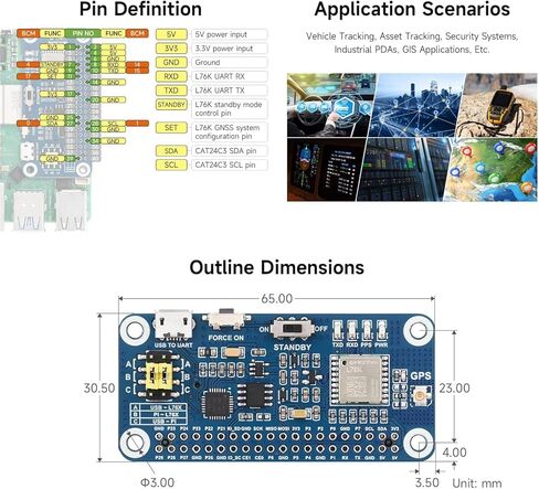 L76K GPS HAT لـ Raspberry Pi، يدعم GPS، BeiDou (BDS)، GLONASS، وQZSS @XYGStudy (L76K GPS HAT) in Kuwait