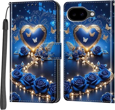 Case Wallet for Google Pixel 10a, [Kickstand] 3 Card Holder Stand [Shockproof TPU Interior Shell], PU Leather Magnetic Protective Flip Cover, Black Flower in Saudi Arabia