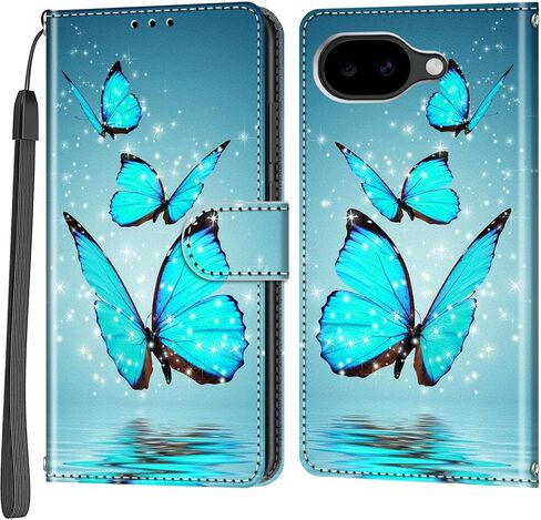 Case Wallet for Google Pixel 10a, [Kickstand] 3 Card Holder Stand [Shockproof TPU Interior Shell], PU Leather Magnetic Protective Flip Cover, Black Flower in Saudi Arabia