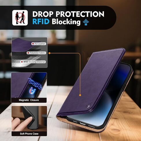 Compatible with Samsung Galaxy S26 Case Wallet with Card Holder [4 Card Slots] Kickstand [RFID Blocking] PU Leather Phone Case Flip Folio Protective Cover TPU Shockproof,Purple in Kuwait