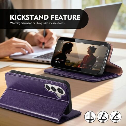 Compatible with Samsung Galaxy S26 Case Wallet with Card Holder [4 Card Slots] Kickstand [RFID Blocking] PU Leather Phone Case Flip Folio Protective Cover TPU Shockproof,Purple in Kuwait