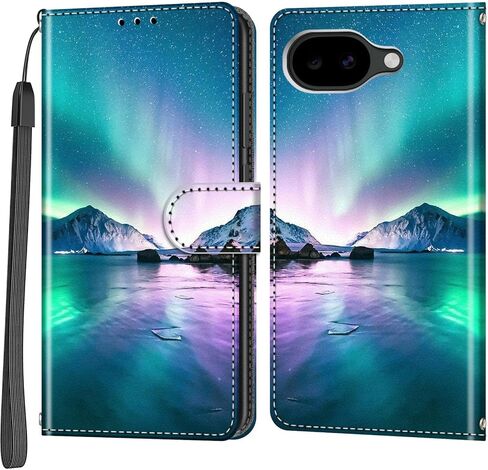 Case Wallet for Google Pixel 10a, [Kickstand] 3 Card Holder Stand [Shockproof TPU Interior Shell], PU Leather Magnetic Protective Flip Cover, Black Flower in Saudi Arabia