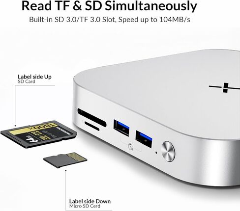 قاعدة توصيل iDsonix Mac mini M4 مع حاوية M.2 NVMe/SATA SSD، 2*USB A 10 جيجابت في الثانية، 2*USB A 5 جيجابت في الثانية، فتحة TF/SD، صوت 3.5 مم، محطة إرساء لجهاز Mac mini M4/ M4 Pro- M4D1 in Kuwait