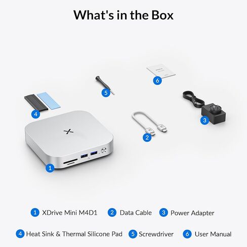 قاعدة توصيل iDsonix Mac mini M4 مع حاوية M.2 NVMe/SATA SSD، 2*USB A 10 جيجابت في الثانية، 2*USB A 5 جيجابت في الثانية، فتحة TF/SD، صوت 3.5 مم، محطة إرساء لجهاز Mac mini M4/ M4 Pro- M4D1 in Kuwait