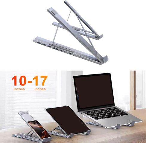 Foldable Aluminum 7 Port Laptop Docking Station with USB3.0 4K30hz Type C Port Stand and Cooling Design in Kuwait