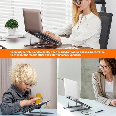 Foldable Aluminum 7 Port Laptop Docking Station with USB3.0 4K30hz Type C Port Stand and Cooling Design in Kuwait