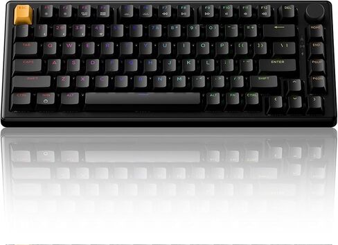 Keychron J2 Wireless Mechanical Keyboard - 75% Layout with Knob, Brown Switch QMK RGB Backlit, 2.4G/Bluetooth/USB, Double-Shot Cherry PBT Keycaps, Mac/Win/Linux Compatible - Black in Saudi Arabia