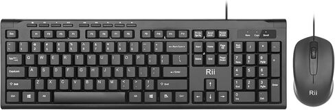 مجموعة لوحة مفاتيح وماوس سلكية، Rii RK907 USB لوحة مفاتيح وماوس سلكية مدمجة فائقة النحافة لجهاز Mac والكمبيوتر الشخصي، Windows 10/8 / 7 / Vista/XP (أسود) in Kuwait