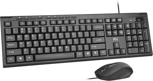 مجموعة لوحة مفاتيح وماوس سلكية، Rii RK907 USB لوحة مفاتيح وماوس سلكية مدمجة فائقة النحافة لجهاز Mac والكمبيوتر الشخصي، Windows 10/8 / 7 / Vista/XP (أسود) in Kuwait