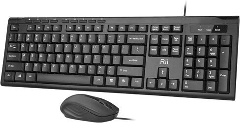 مجموعة لوحة مفاتيح وماوس سلكية، Rii RK907 USB لوحة مفاتيح وماوس سلكية مدمجة فائقة النحافة لجهاز Mac والكمبيوتر الشخصي، Windows 10/8 / 7 / Vista/XP (أسود) in Kuwait