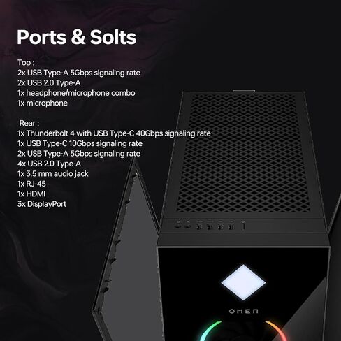 HP OMEN 45L GT22 RTX 5090 Gaming Desktop, Intel Ultra 9 285K, NVIDIA RTX 5090, 64GB DDR5 RAM, 2TB SSD, RGB Light Studio & Gaming Hub,Wi-Fi 6, W11H, Bundle with Lexar SL660 512GB Portable SSD in Kuwait