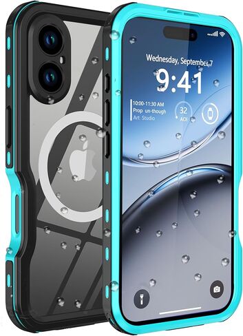 حافظة لهاتف iPhone 16 مقاومة للماء، [مقاومة للصدمات] [مقاومة للغبار] [IP68 مقاومة للماء] حافظة صلبة لكامل الجسم مدمجة [حماية شاشة العدسة] لحافظة الغوص (أسود، لهاتف iPhone 16 6.1 بوصة) | مقاوم للماء، مقاوم للصدمات، مقاوم للغبار، IP68 مقاوم للماء، كامل الجس in Kuwait
