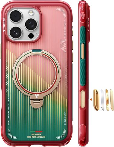 TORRAS Football Limited Edition Ostand Q3 Air لهاتف iPhone 17 Pro Max Case & 360 حامل مغناطيسي، مناسب لـ MagSafe، تم اختباره على درجة ميل، زر التحكم في الكاميرا، مستوحى من روح كأس العالم، ضوء النجوم in Kuwait