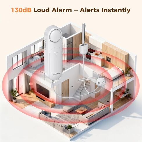 TECKNET Door Alarm for Door Handle, 130dB Door Alarms When Opened & Window Alarms, No-Drill Travel Door Security Device with Lanyard, Door Sensor Alarm for Home, Apartment & Hotel in Kuwait