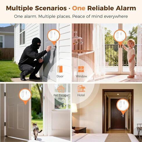 TECKNET Door Alarm for Door Handle, 130dB Door Alarms When Opened & Window Alarms, No-Drill Travel Door Security Device with Lanyard, Door Sensor Alarm for Home, Apartment & Hotel in Kuwait