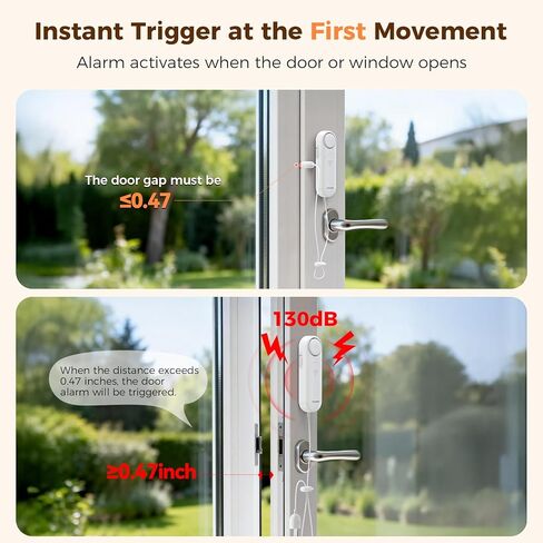 TECKNET Door Alarm for Door Handle, 130dB Door Alarms When Opened & Window Alarms, No-Drill Travel Door Security Device with Lanyard, Door Sensor Alarm for Home, Apartment & Hotel in Kuwait