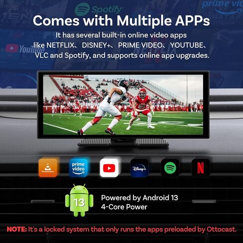OTTOCAST 11.4" Carplay Screen for car with Netflix YouTube and Backup Camera for iPhone(iOS 8+), Android Auto(Android 10+), Built-in Apps, Navigation, Android 13 OS in Kuwait
