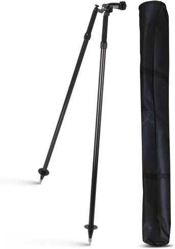 Premium Carbon Fiber Surveying Bipod for Total Station Surveying Equipment - Lightweight Telescoping Bipod with Thumb Release & Removable Foot (3.5-6 ft), Fits 25-38mm Pole - Includes Soft Case, Black in Kuwait