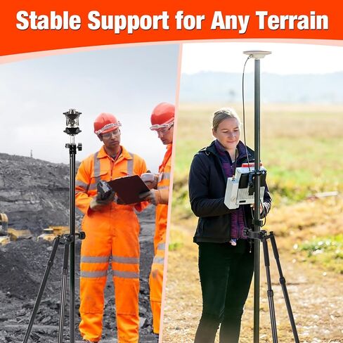 Premium Carbon Fiber Surveying Bipod for Total Station Surveying Equipment - Lightweight Telescoping Bipod with Thumb Release & Removable Foot (3.5-6 ft), Fits 25-38mm Pole - Includes Soft Case, Black in Kuwait