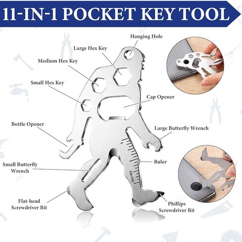 Vicenpal 30 Pcs Father's Day Church Gifts Bulk Multi Pen Big Foot Sasquatch Gifts Keychain Include 6 in 1 Multitool Screwdriver Pen and Stainless Steel Pocket Keychain for Pastor Men Dad Godfather in Kuwait