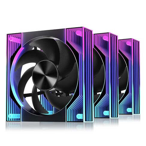120mm PC Fan 3-Pack Forward ARGB Fans, Infinity Mirror Lighting High Airflow PWM Computer Fan for PC Case, 5V 3-Pin ARGB Sync Ultra Quiet Cooling Fan with Damping Design in Kuwait