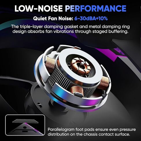 120mm PC Fan 3-Pack Forward ARGB Fans, Infinity Mirror Lighting High Airflow PWM Computer Fan for PC Case, 5V 3-Pin ARGB Sync Ultra Quiet Cooling Fan with Damping Design in Kuwait
