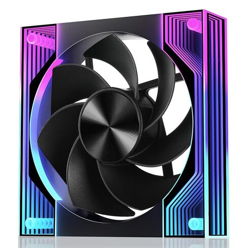 120mm PC Fan 1-Pack Reverse ARGB Fans, Infinity Mirror Lighting High Airflow PWM Computer Fan for PC Case, 5V 3-Pin ARGB Sync Ultra Quiet Cooling Fan with Damping Design in Kuwait