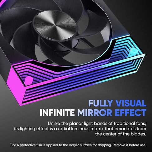 120mm PC Fan 1-Pack Reverse ARGB Fans, Infinity Mirror Lighting High Airflow PWM Computer Fan for PC Case, 5V 3-Pin ARGB Sync Ultra Quiet Cooling Fan with Damping Design in Kuwait