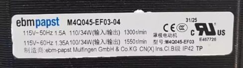 M4Q045-EF03-04 115V 1.5/1.35A 110/100W 1300/1550RPM Cooling Fan in Kuwait