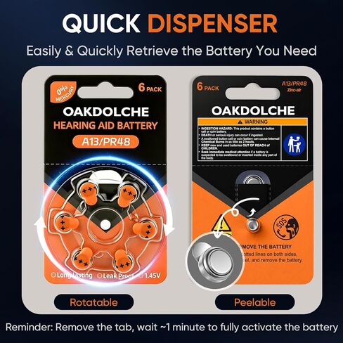 Hearing Aid Batteries Size 13, 90 Count, Mercury Free Zinc Air, 1.4V Long Lasting & Easy to Open in Kuwait
