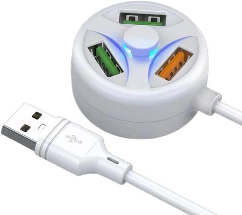 Multi Device USB Charging Hub with 3 Ports Multi USB Charger Port USB Splitter USB Extender 118cm/46.46in Cable USB Converter, White in Kuwait