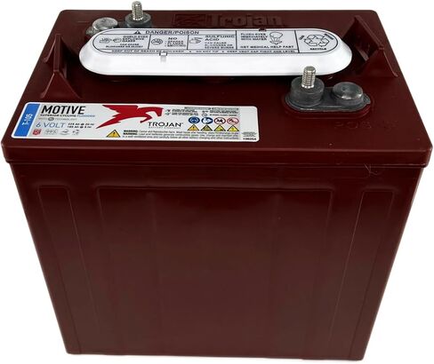 بطارية تروجان T-105 (T105) 6 فولت 225 أمبير/ساعة مغمورة ذات دورة عميقة | عربة جولف، طاقة متجددة، منظف الأرضيات، الاستخدام الصناعي (عبوة من 6 قطع) in Kuwait