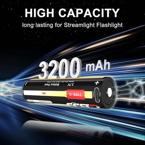 4 Pack USB C Rechargeable Battery Compatible with SL-B26, Streamlight Flashlights, Lithium Polymer Ni-MH, 1200+cycle, 3200 mAh Upgrade Version in Kuwait