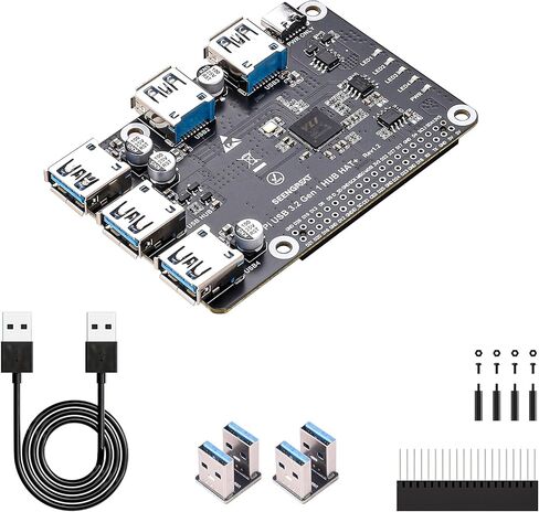 لـ Raspberry Pi USB 3.2 Gen 1 HUB HUB، محور 4 منافذ USB 3.0 مع مصدر طاقة مستقل، متوافق مع جميع موديلات Pi، التوصيل والتشغيل in Kuwait