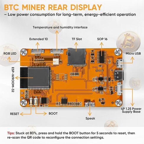 Bitcoin Miner BTC V2 NMMiner - 1010 H/s Hashrate، عامل تعدين التشفير لـ ESP32 2.8 بوصة لوحة تطوير العرض الذكية، سطح المكتب Solo Lucky Miner - أصفر in Kuwait