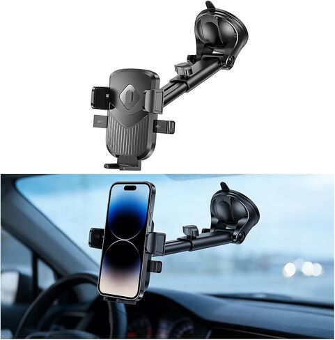 Car Phone Holder, 360° Rotatable Strong Suction Cup Dash Windshield Mobile Phone Mount, Hands-Free Auto Dashboard Cellphone Stand, Universal for Most Smartphones (Pink) in Saudi Arabia