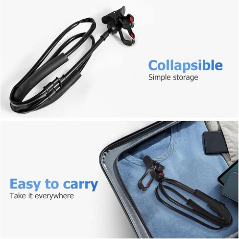 Housoutil Adjustable Neck Phone Holder U-Shape Lazy Phone Stand for Bedside Desktop Use Flexible Neck Holder for Live Streaming Video Calls in Kuwait